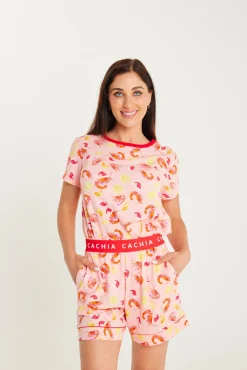 Shrimp on the Barbie - Peach Womens Short Set